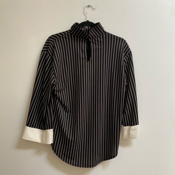 Zara Black Striped Mock Neck Top - Picture 4 of 5